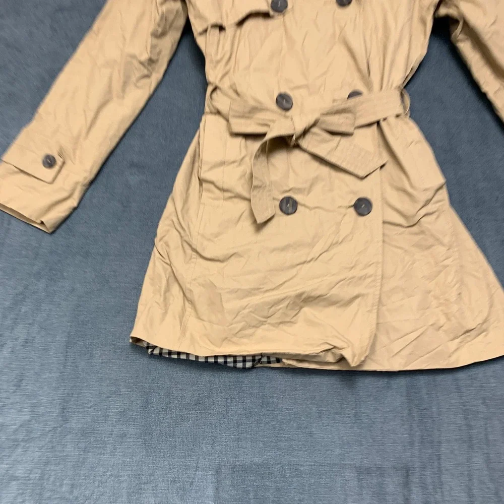 Zara Trench Coat Girls 13-14 Beige Lined Vented Back Double Breasted Tie Waist